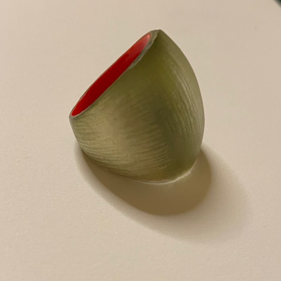 Alexis Bittar Gold/Red Lucite Ring and Bangle - Picture 5 of 8